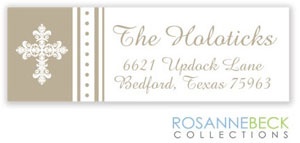 Rosanne Beck Return Address Labels - Victorian Cross - Edge Border - Pewter