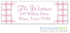 Rosanne Beck Return Address Labels - Tile Cross - Pink