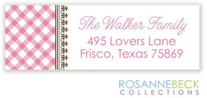 Rosanne Beck Return Address Labels - Gingham - Pink