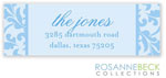 Rosanne Beck Return Address Labels - Floral Border - Blue