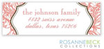 Rosanne Beck Return Address Labels - Woodcut Floral - Coral