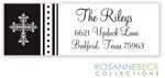 Rosanne Beck Return Address Labels - Victorian Cross - Edge Border - Black