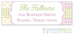 Rosanne Beck Return Address Labels - Crazy Quilt - Pink