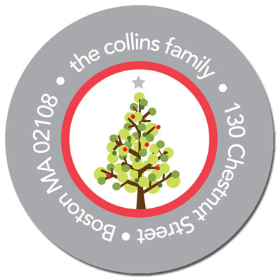 Spark & Spark Return Address Labels (Dotted Xmas Tree - Gray)