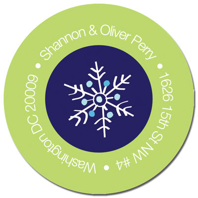 Spark & Spark Return Address Labels (Falling Snowflakes -Blue)