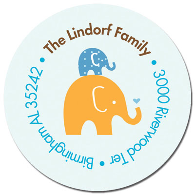 Spark & Spark Return Address Labels (Mommy And Baby Elephant - Boy)