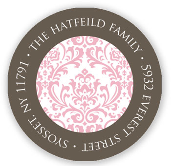 Stacy Claire Boyd Return Address Label/Sticky - Damask Dream - Pink