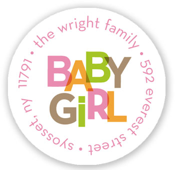 Stacy Claire Boyd Return Address Label/Sticky - Baby Letters - Pink
