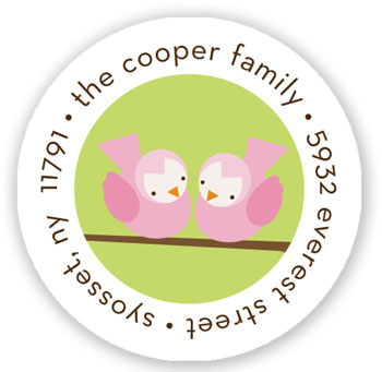 Return Address Label/Sticky by Stacy Claire Boyd - Twice as Tweet - Pink Return Address Label/Sticky by Stacy Claire Boyd - Twice as Tweet - Pink