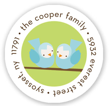 Stacy Claire Boyd Return Address Label/Sticky - Twice as Tweet - Blue