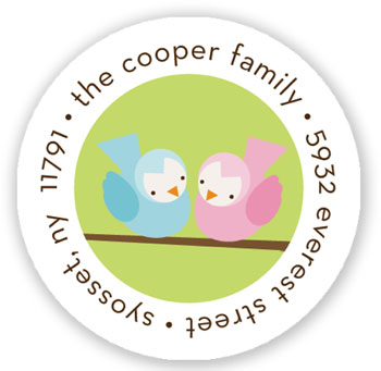Stacy Claire Boyd Return Address Label/Sticky - Twice as Tweet - Green