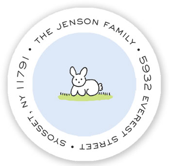 Stacy Claire Boyd Return Address Label/Sticky - Little Bunny - Blue