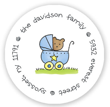Stacy Claire Boyd Return Address Label/Sticky - Peek-A-Boo - Blue