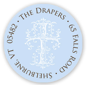 Stacy Claire Boyd Return Address Label/Sticky - Sacred Cross - Blue