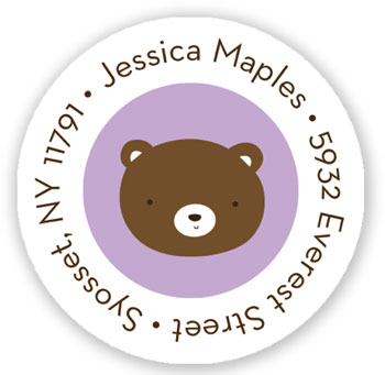 Stacy Claire Boyd Return Address Label/Sticky - Teddy Pram - Lilac