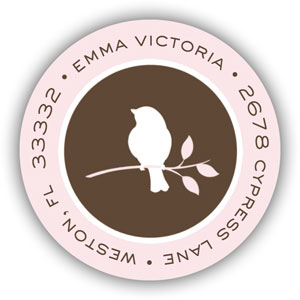 Stacy Claire Boyd Return Address Label/Sticky - Bird Silhouette-Pink