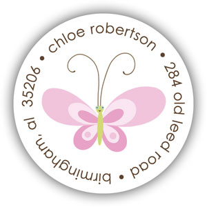Return Address Label/Sticky by Stacy Claire Boyd - Pink Butterfly Return Address Label/Sticky by Stacy Claire Boyd - Pink Butterfly