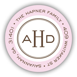Stacy Claire Boyd Return Address Label/Sticky - Spotty Dotty Monogram-Pink