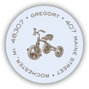 Stacy Claire Boyd Return Address Label/Sticky - Freshly-Etched Tricycle