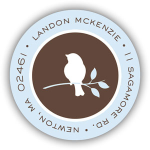 Stacy Claire Boyd Return Address Label/Sticky - Bird Silhouette-Blue