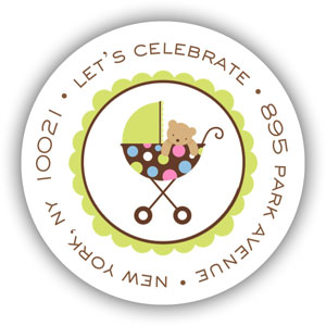 Return Address Label/Sticky by Stacy Claire Boyd - Polka Pram Shower Return Address Label/Sticky by Stacy Claire Boyd - Polka Pram Shower