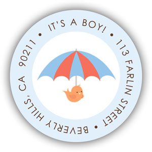 Return Address Label/Sticky by Stacy Claire Boyd - It's A Shower-Blue Return Address Label/Sticky by Stacy Claire Boyd - It's A Shower-Blue