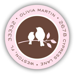 Stacy Claire Boyd Return Address Label/Sticky - Bird Silhouette-Pink