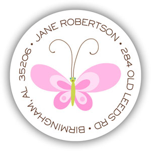 Return Address Label/Sticky by Stacy Claire Boyd - Pink Butterfly-Style Return Address Label/Sticky by Stacy Claire Boyd - Pink Butterfly-Style