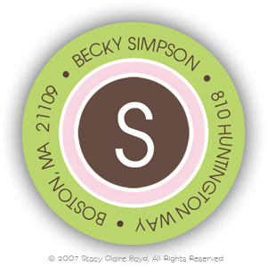 Stacy Claire Boyd Return Address Label/Sticky - Preppy Stripes - Green