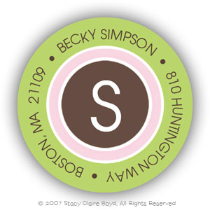 Return Address Label/Sticky by Stacy Claire Boyd - Preppy Stripes - Green