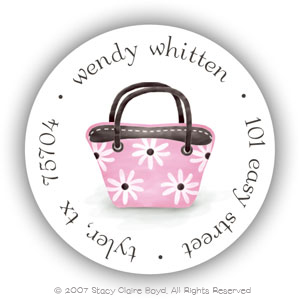 Stacy Claire Boyd Return Address Label/Sticky - Pink Posey Pocketbook