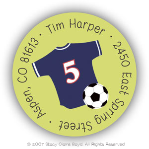 Return Address Label/Sticky by Stacy Claire Boyd - Soccer Jersey