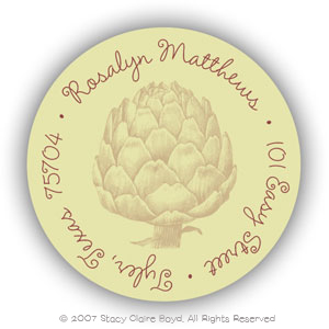 Stacy Claire Boyd Return Address Label/Sticky - Celadon Artichoke