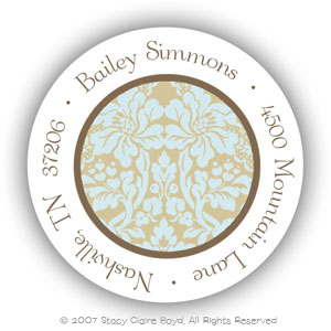 Stacy Claire Boyd Return Address Label/Sticky - Seafoam Brocade