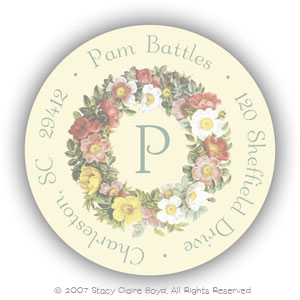 Stacy Claire Boyd Return Address Label/Sticky - Floral Wreath