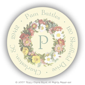Return Address Label/Sticky by Stacy Claire Boyd - Floral Wreath Return Address Label/Sticky by Stacy Claire Boyd - Floral Wreath