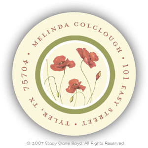Stacy Claire Boyd Return Address Label/Sticky - Perfect Poppies