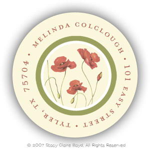 Return Address Label/Sticky by Stacy Claire Boyd - Perfect Poppies Return Address Label/Sticky by Stacy Claire Boyd - Perfect Poppies