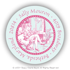 Stacy Claire Boyd Return Address Label/Sticky - Fuchsia Toile Fantasy