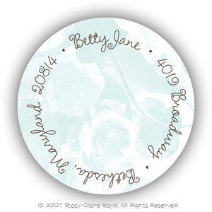 Stacy Claire Boyd Return Address Label/Sticky - Aqua Floral