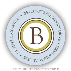 Stacy Claire Boyd Return Address Label/Sticky - Simple Monogram - Olive