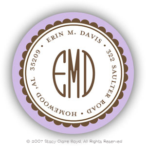 Stacy Claire Boyd Return Address Label/Sticky - Lavender Ruffled Border