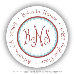 Stacy Claire Boyd Return Address Label/Sticky - Ruby Deckled Border