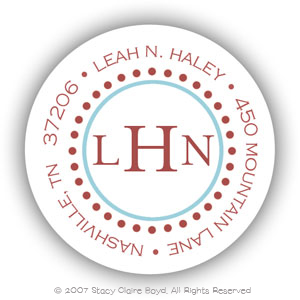 Stacy Claire Boyd Return Address Label/Sticky - Ruby Dotted Border