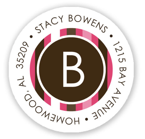 Stacy Claire Boyd Return Address Label/Sticky - Striped Graduate-Pink