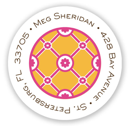 Stacy Claire Boyd Return Address Label/Sticky - Lattice Bloom - Orange
