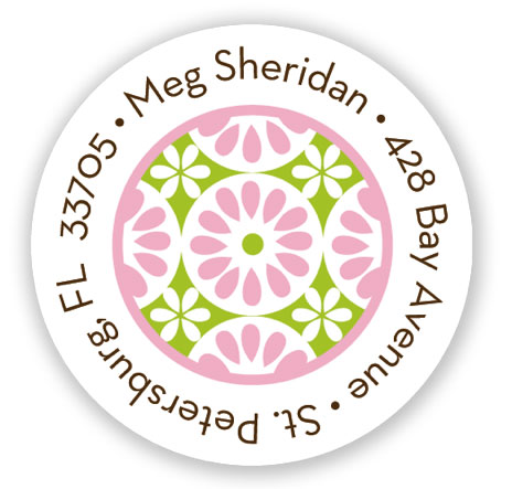 Stacy Claire Boyd Return Address Label/Sticky - In Full Bloom - Green