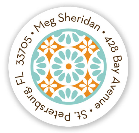 Stacy Claire Boyd Return Address Label/Sticky - In Full Bloom - Aqua