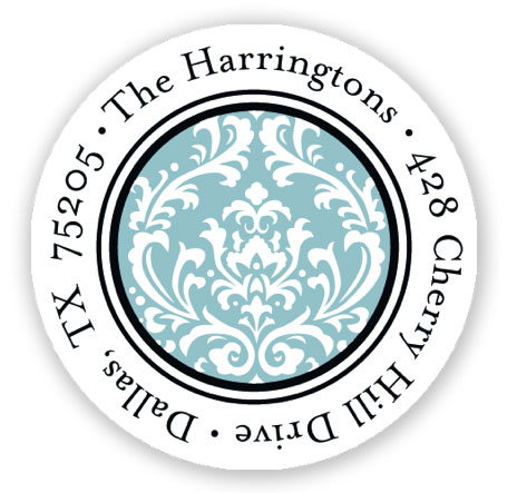 Stacy Claire Boyd Return Address Label/Sticky - Vintage Damask - Blue