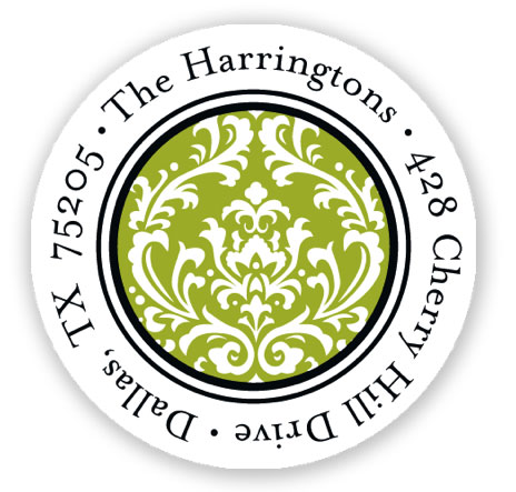 Stacy Claire Boyd Return Address Label/Sticky - Vintage Damask - Green